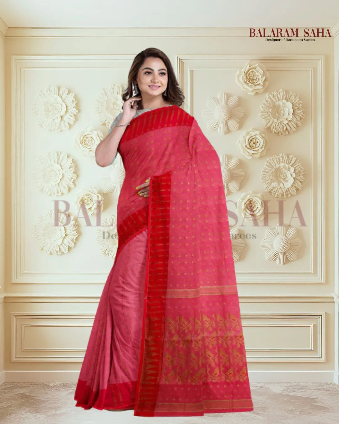 Onion Pink Handloom Soft Jacquard Weave Dhakai Saree