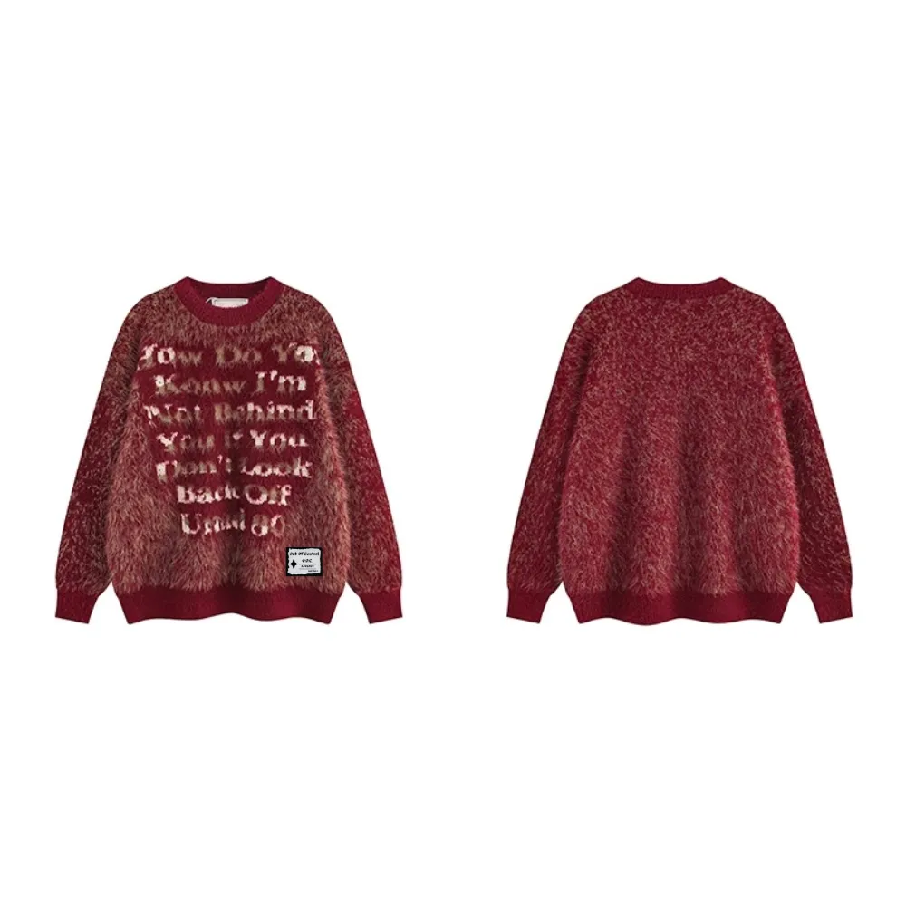 OOC' Vintage Letter Jacquard Loose Crewneck Sweater