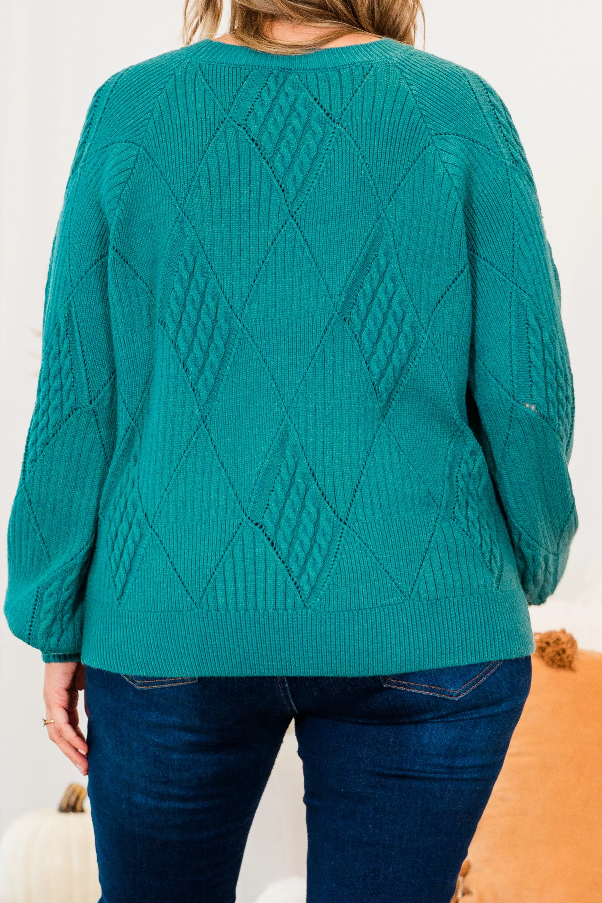 Open My Heart Sweater, Dark Turquoise