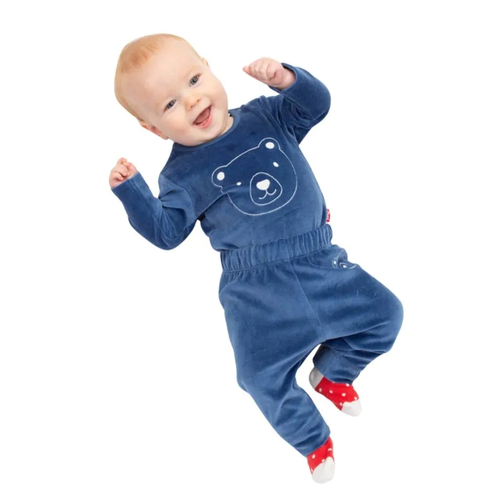 Organic Baby Boy Hamper, Baby Boy Velour Outfit, Teddy Baby Blanket, Organic Steiff Teddy, Alpaca Baby Slippers, Corporate Baby Gift