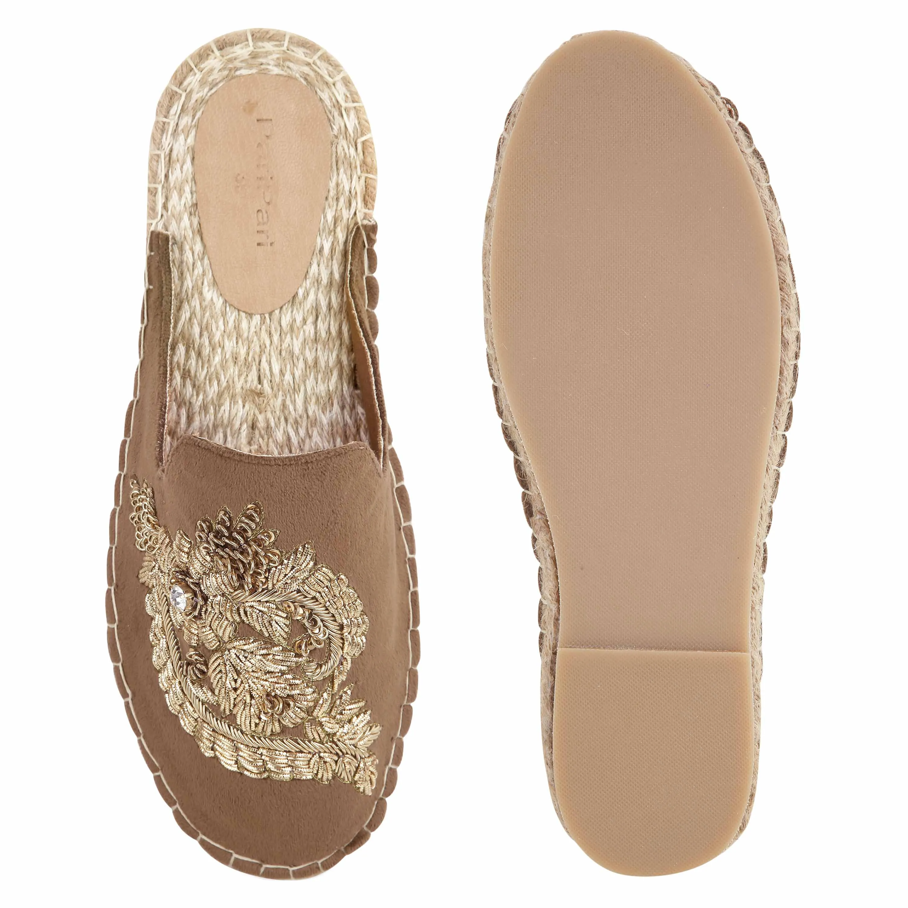 Ottoman Espadrilles Golden Party Footwear Flats