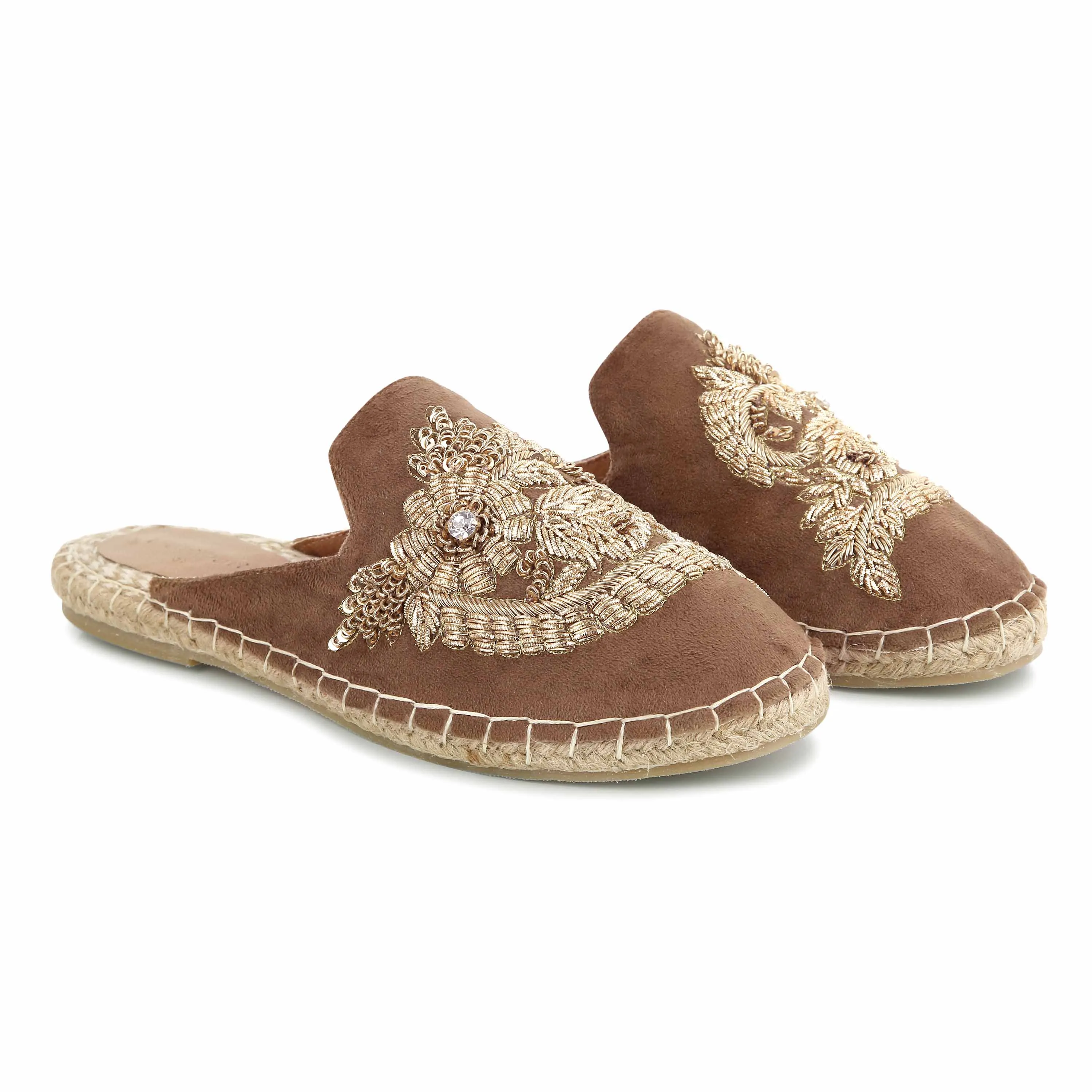 Ottoman Espadrilles Golden Party Footwear Flats