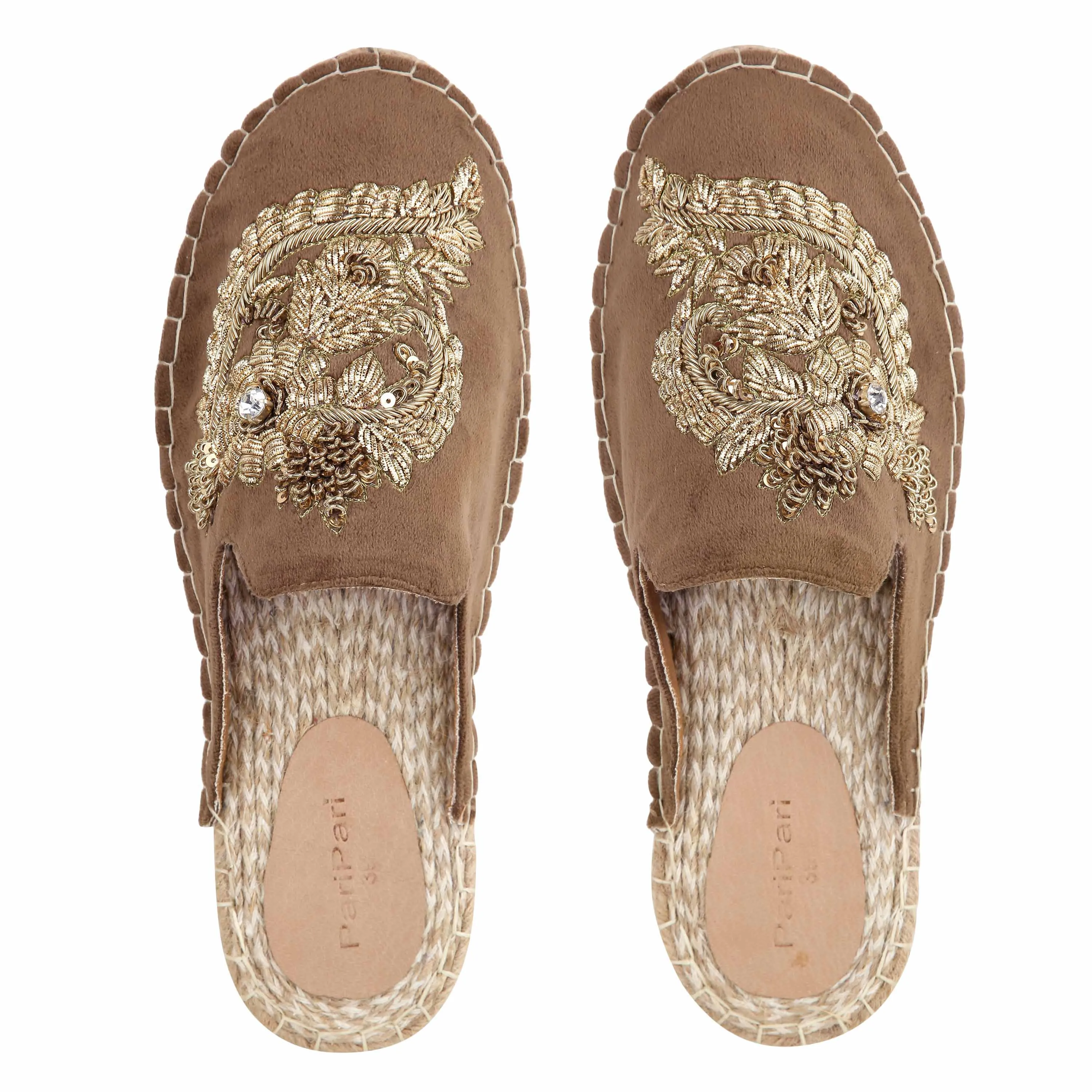 Ottoman Espadrilles Golden Party Footwear Flats