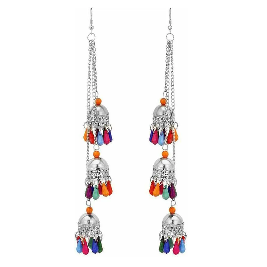 Pack of 2 Bahubali and Layered Jhumka With Maang Tikka