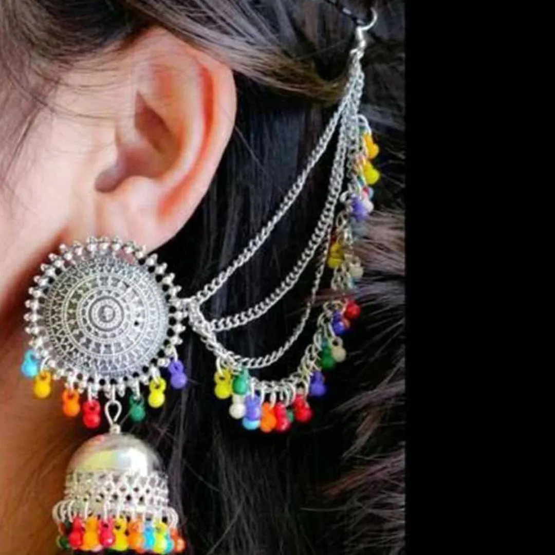 Pack of 2 Bahubali and Layered Jhumka With Maang Tikka