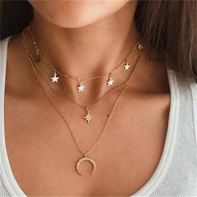 Pack Of 2 Butterfly and Star and Drop Half Moon Pendant