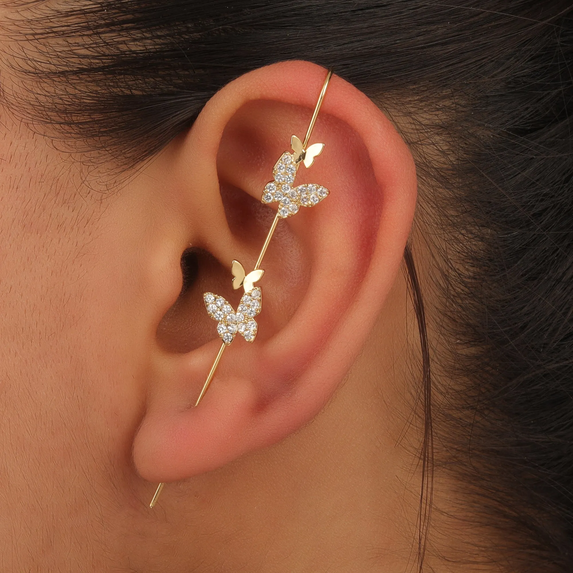 Pack Of 4 Thunderbolt Cross And Butterfly Ear Cuff