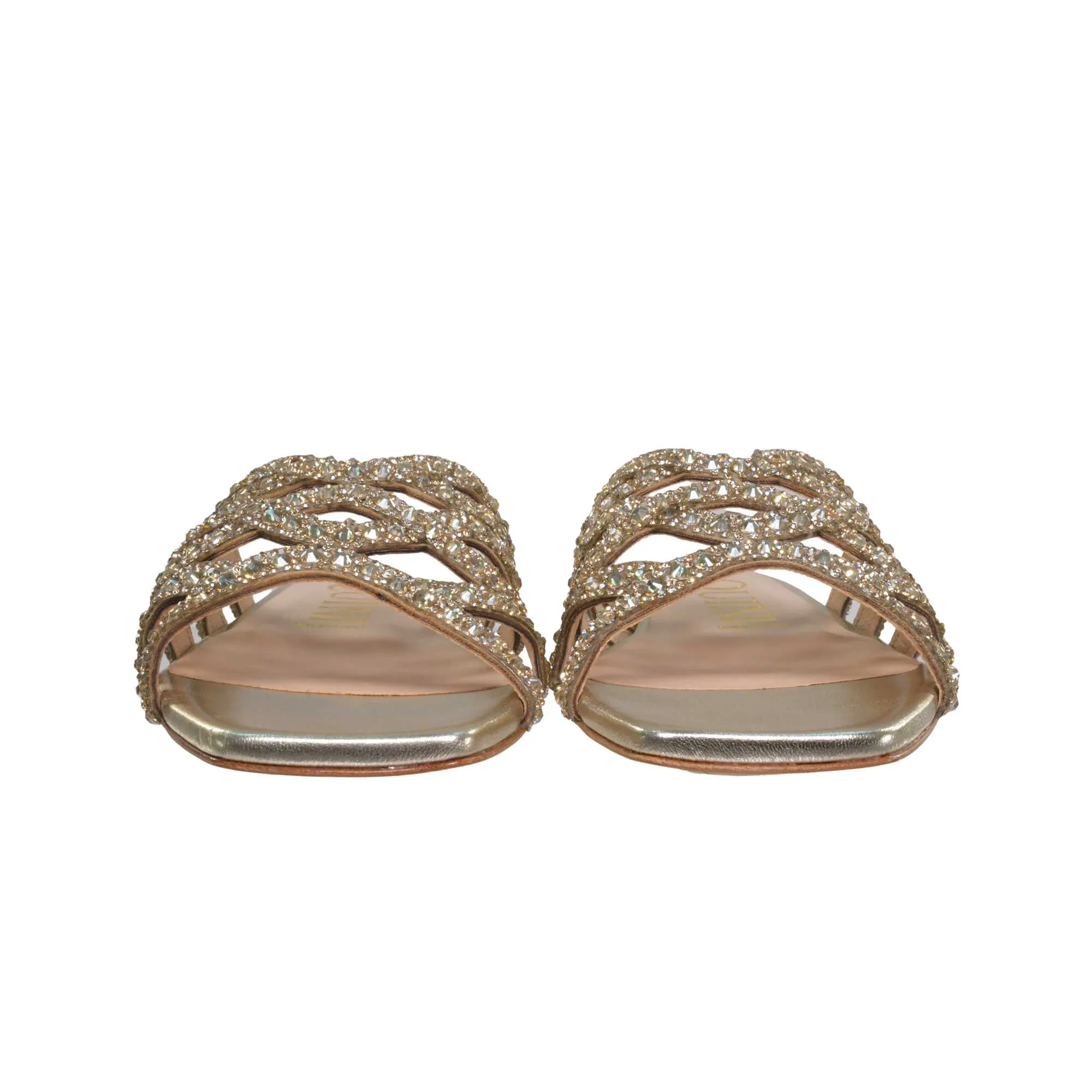 Pasquini Women's Platinum Laminated Leather Sandal