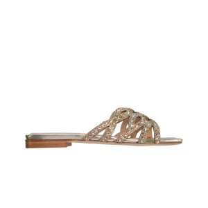 Pasquini Women's Platinum Laminated Leather Sandal