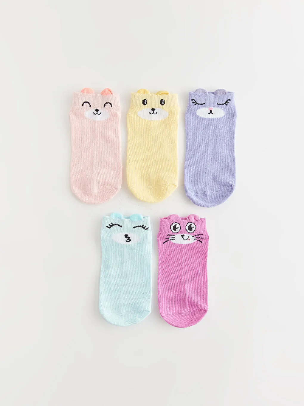 Patterned Girl's Booties Socks 5-pack