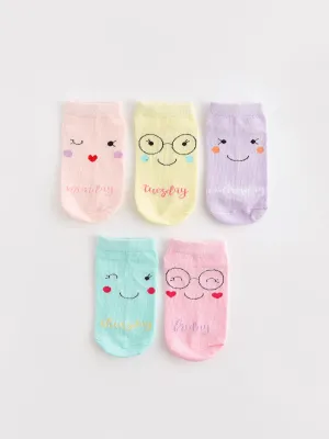 Patterned Girl's Booties Socks 5-pack