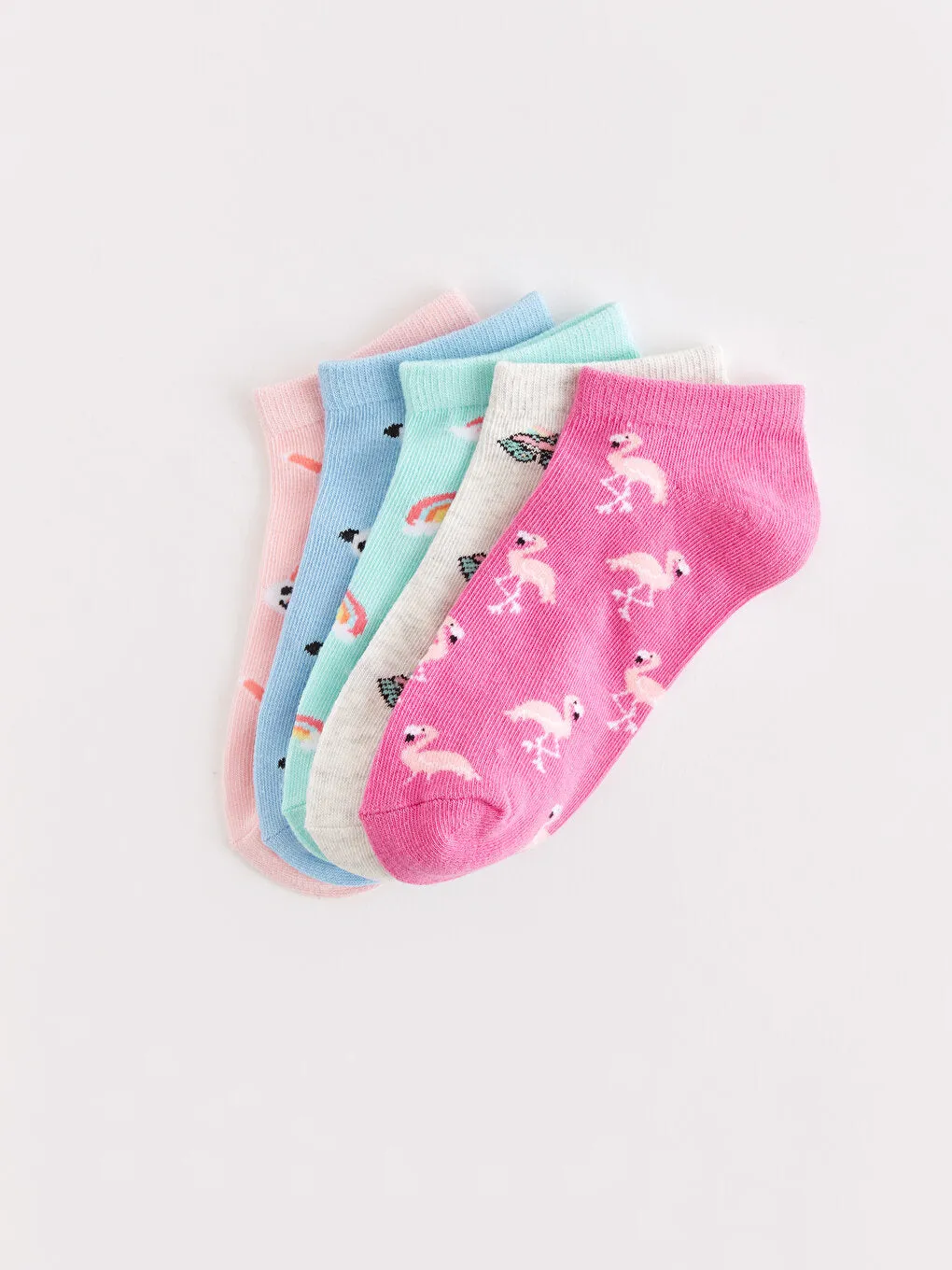 Patterned Girl's Booties Socks 5-pack
