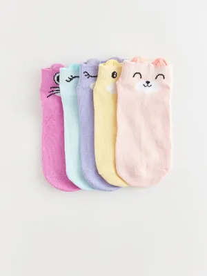 Patterned Girl's Booties Socks 5-pack