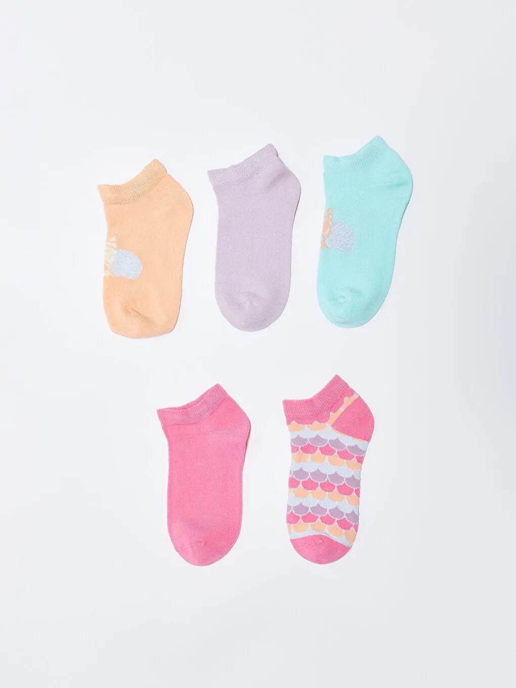 Patterned Girl's Booties Socks 5-pack