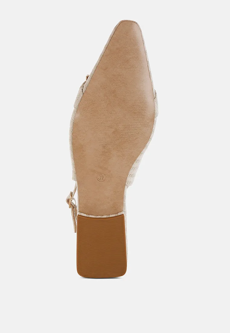 Pearl-Detailed Horsebit Woven Flats By RUW