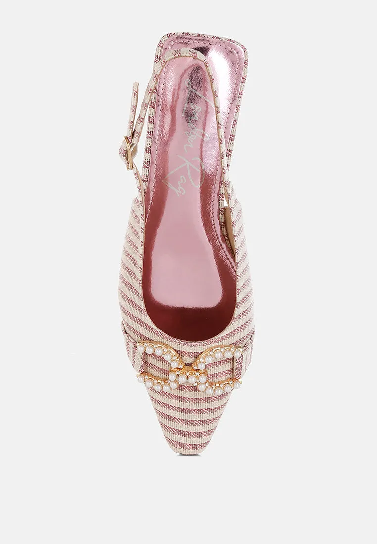 Pearl-Detailed Horsebit Woven Flats By RUW