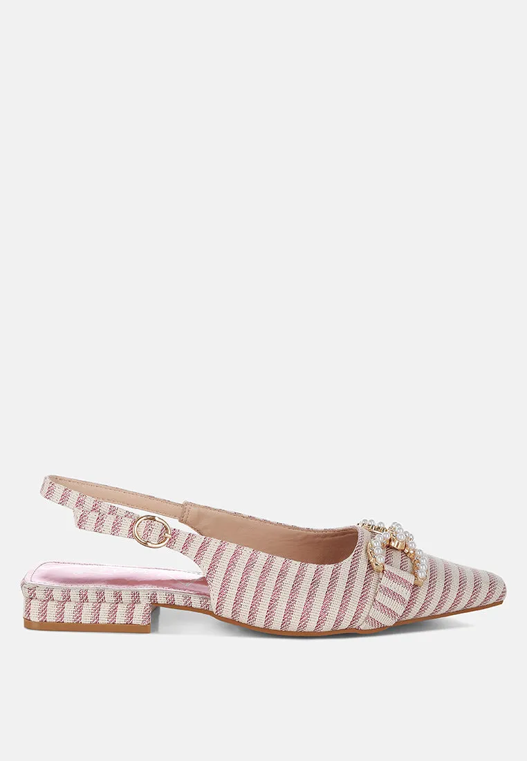 Pearl-Detailed Horsebit Woven Flats By RUW