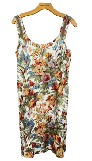 Peruvian Connection Women's Linen Tropical Floral Sleeveless Dress – Size 8