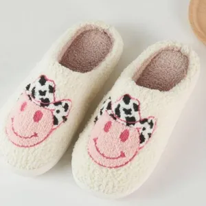 Pink Smiley Cowboy Slippers