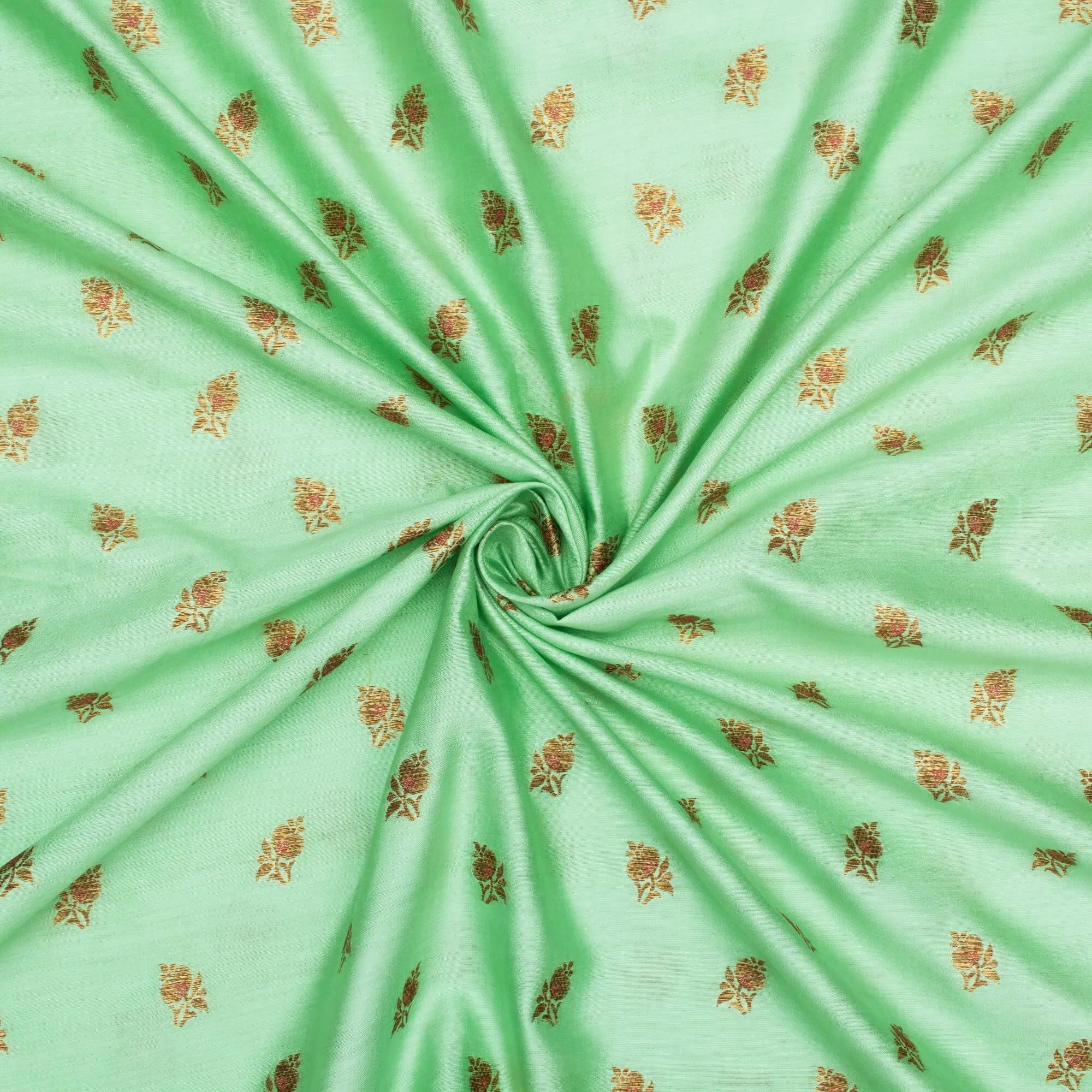 Pistachio Green Booti Pattern Zari Jacquard Pure Banarasi Chanderi Fabric