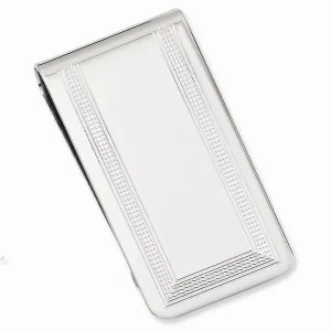 Rhodium Plated with Engravable Area Money Clip