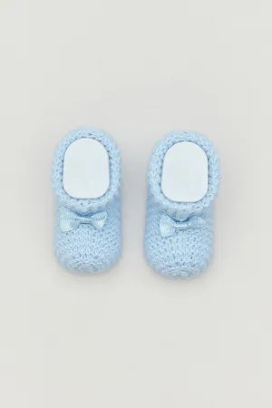 Ribbon Knitted Unisex Baby Booties