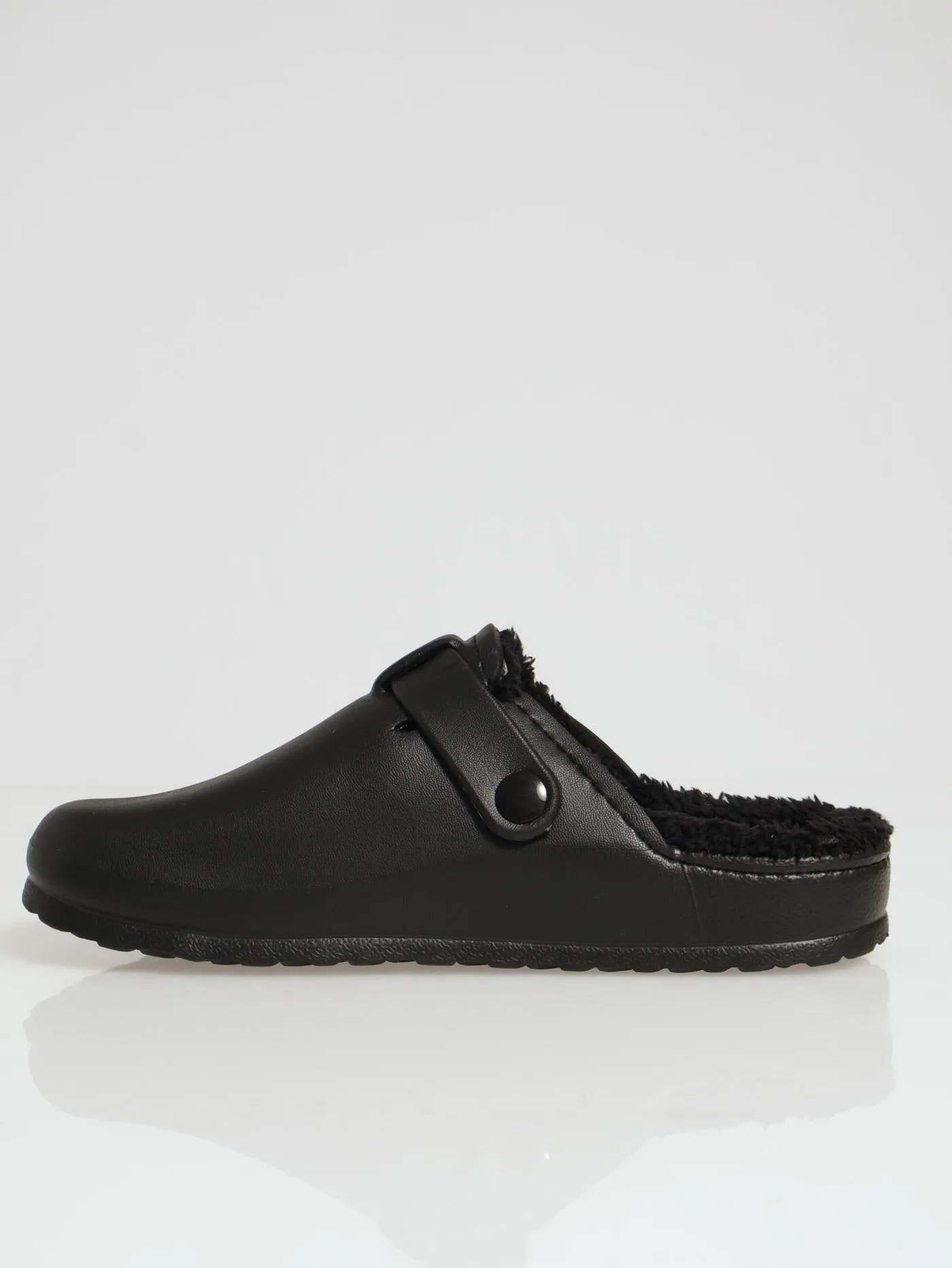 Soft Desi Fur Slip On Sandal - Black