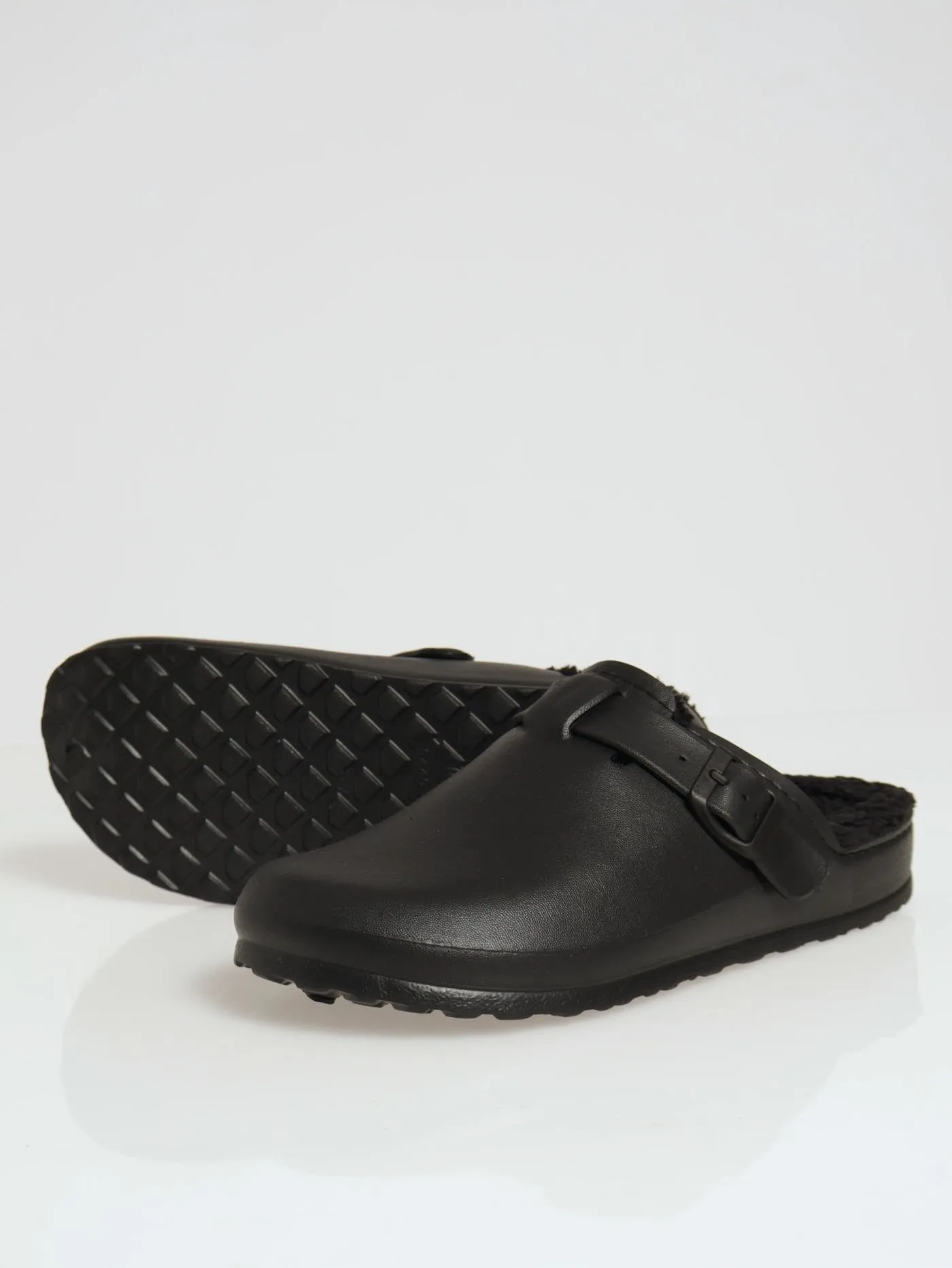 Soft Desi Fur Slip On Sandal - Black