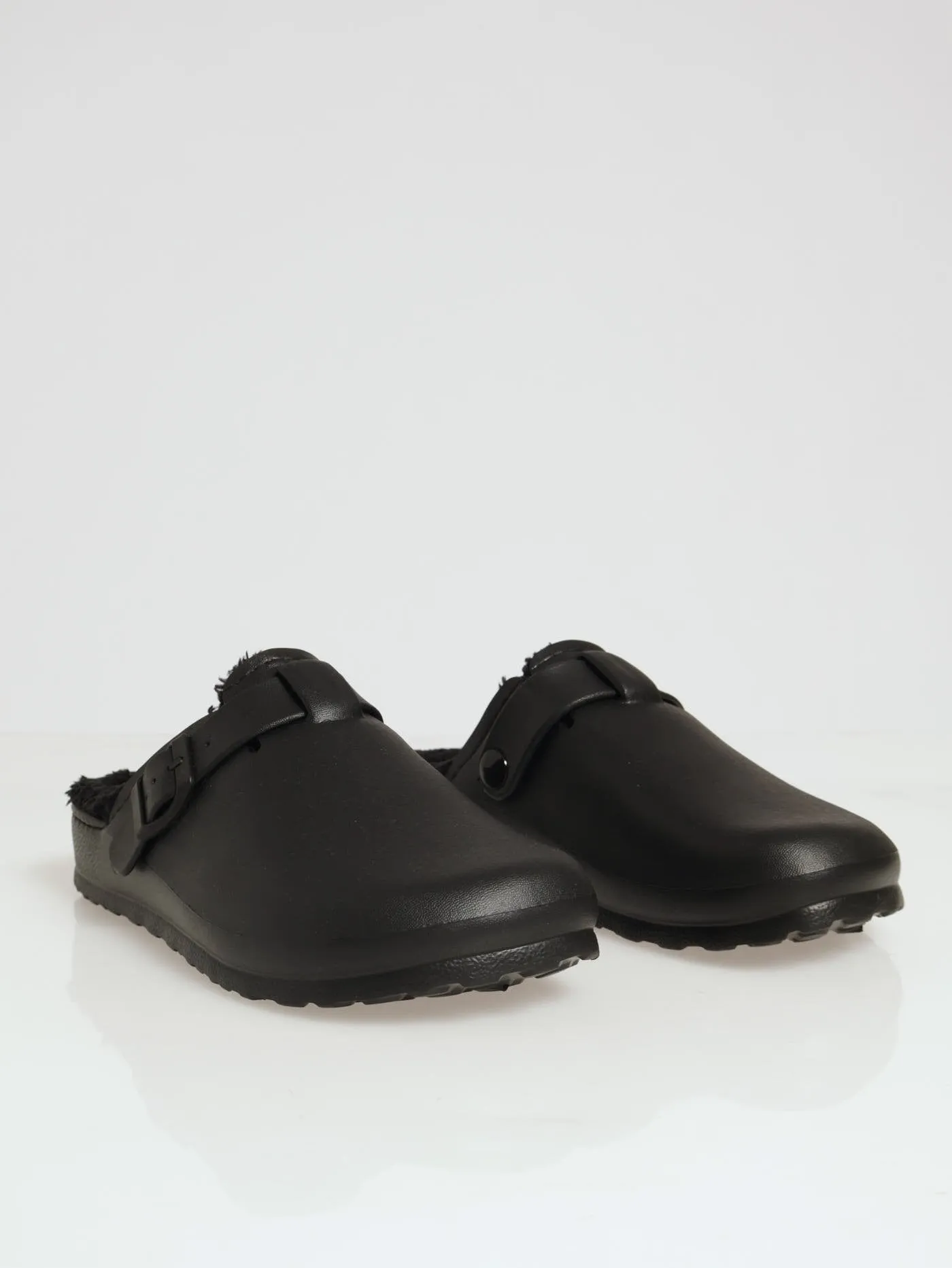 Soft Desi Fur Slip On Sandal - Black