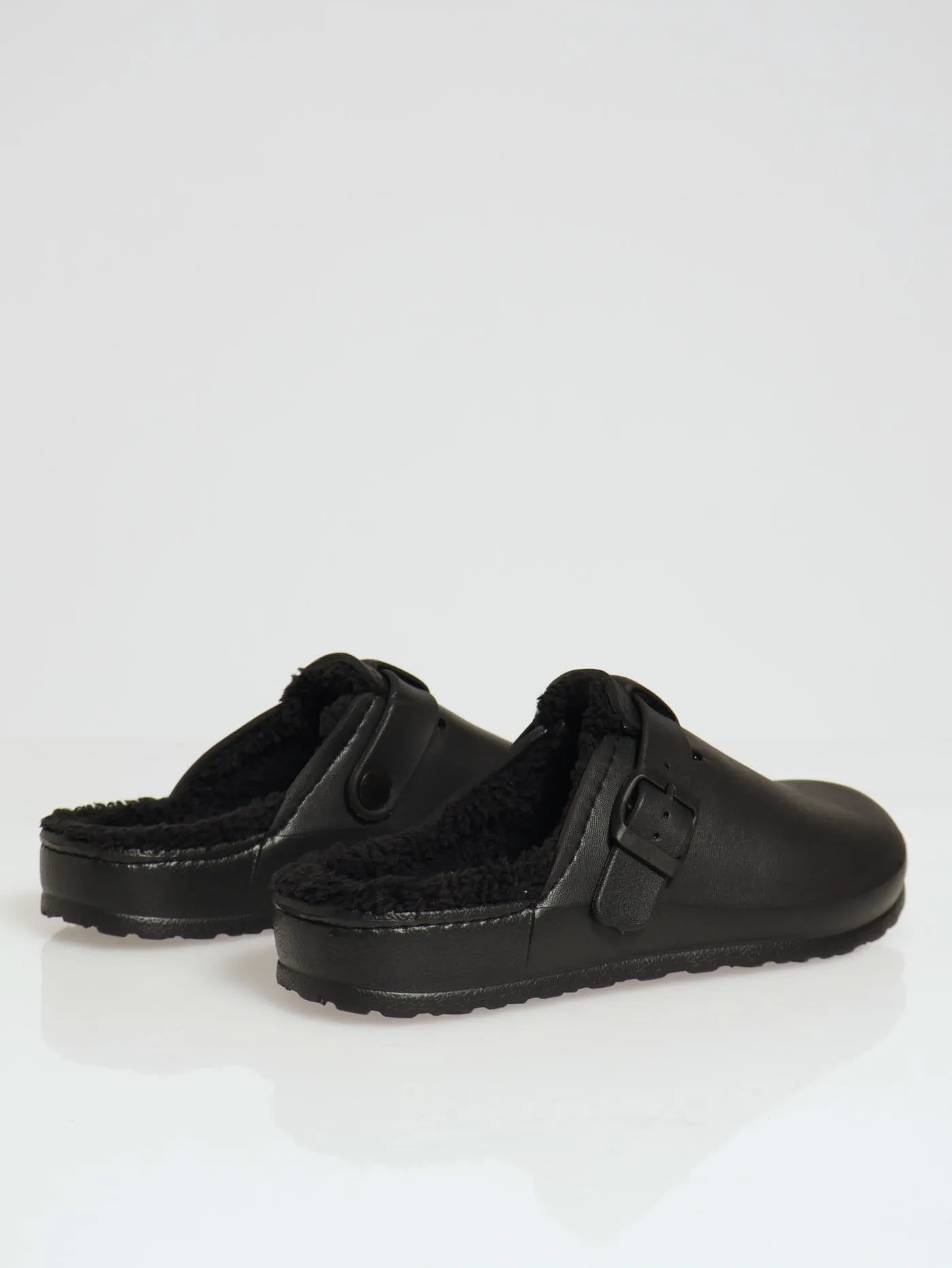 Soft Desi Fur Slip On Sandal - Black