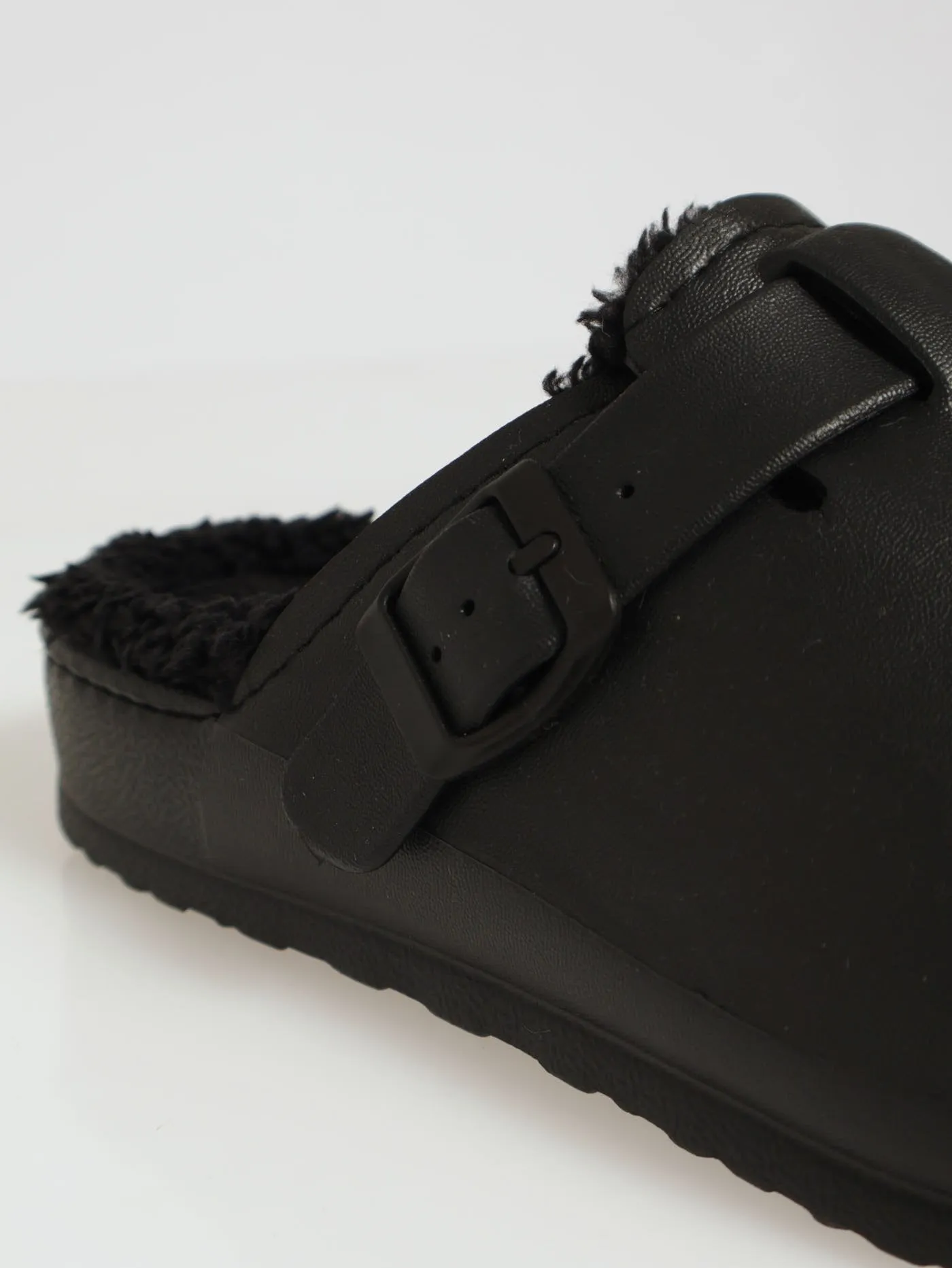 Soft Desi Fur Slip On Sandal - Black