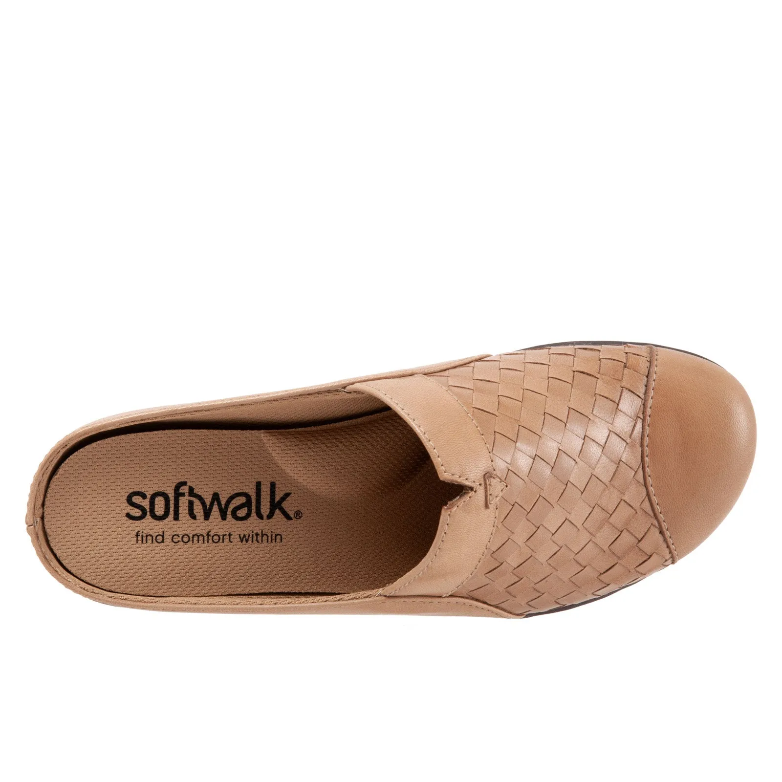 Softwalk San Marcos Woven S1366-102 Womens Brown Leather Mule Flats Shoes