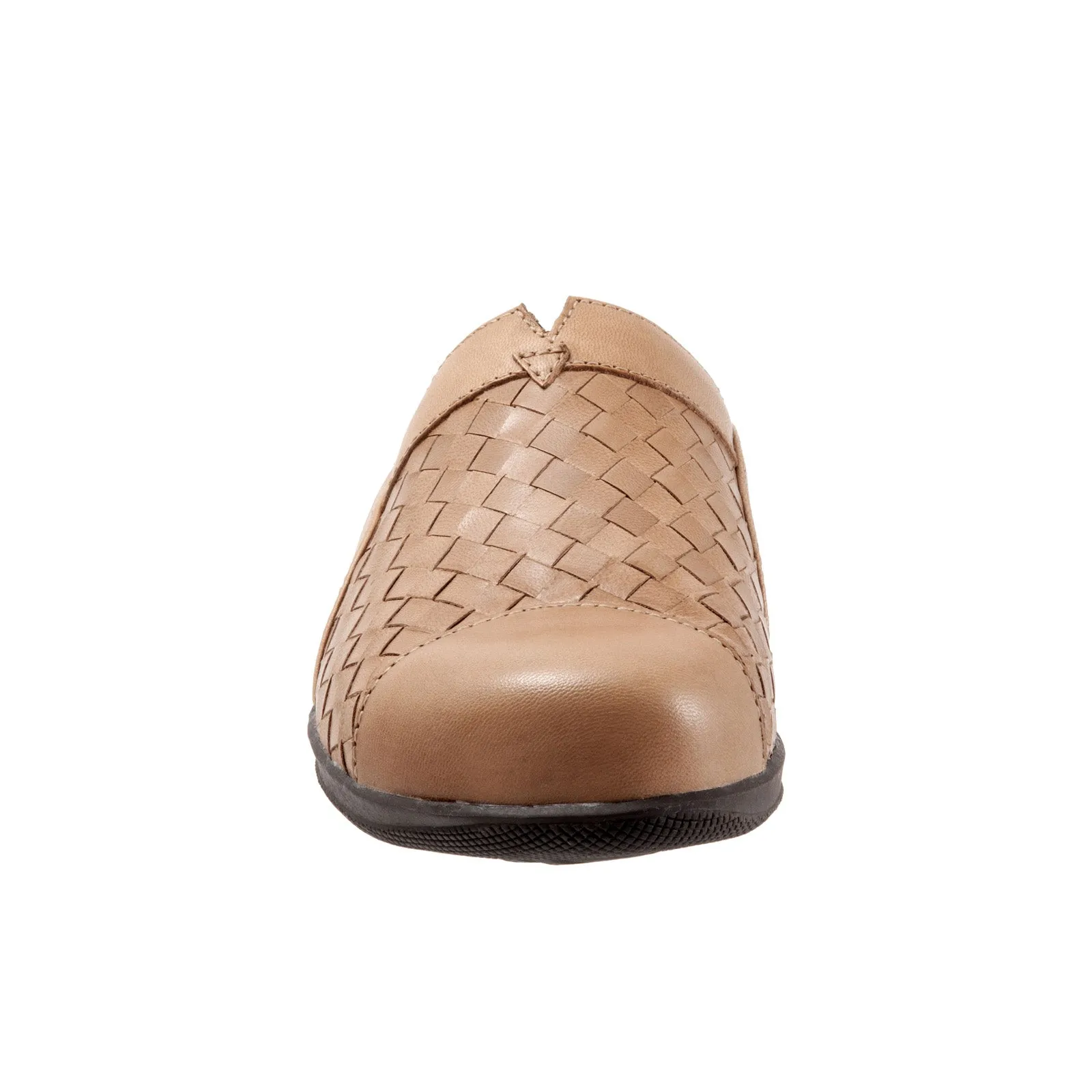 Softwalk San Marcos Woven S1366-102 Womens Brown Leather Mule Flats Shoes