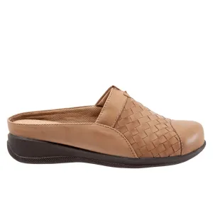 Softwalk San Marcos Woven S1366-102 Womens Brown Leather Mule Flats Shoes