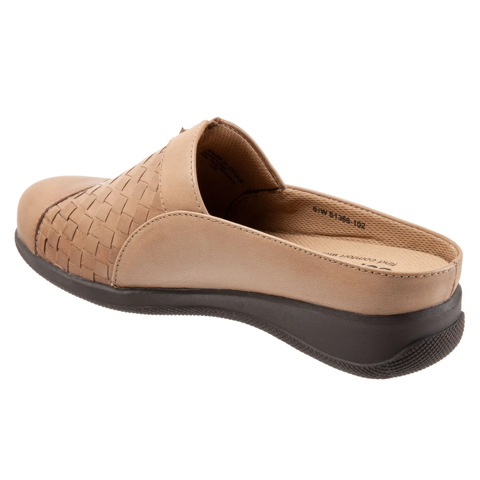 Softwalk San Marcos Woven S1366-102 Womens Brown Leather Mule Flats Shoes