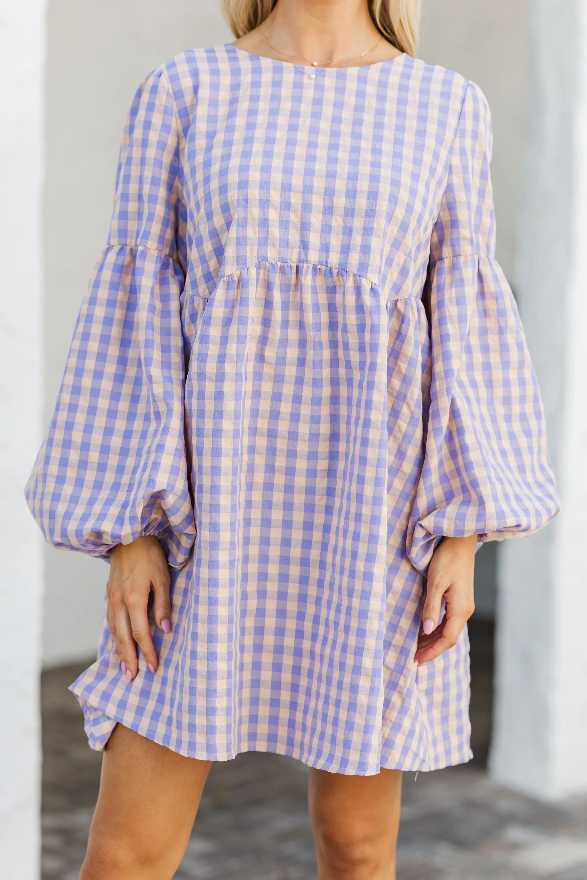 Southern Charm Lavender Purple Gingham Babydoll Dress