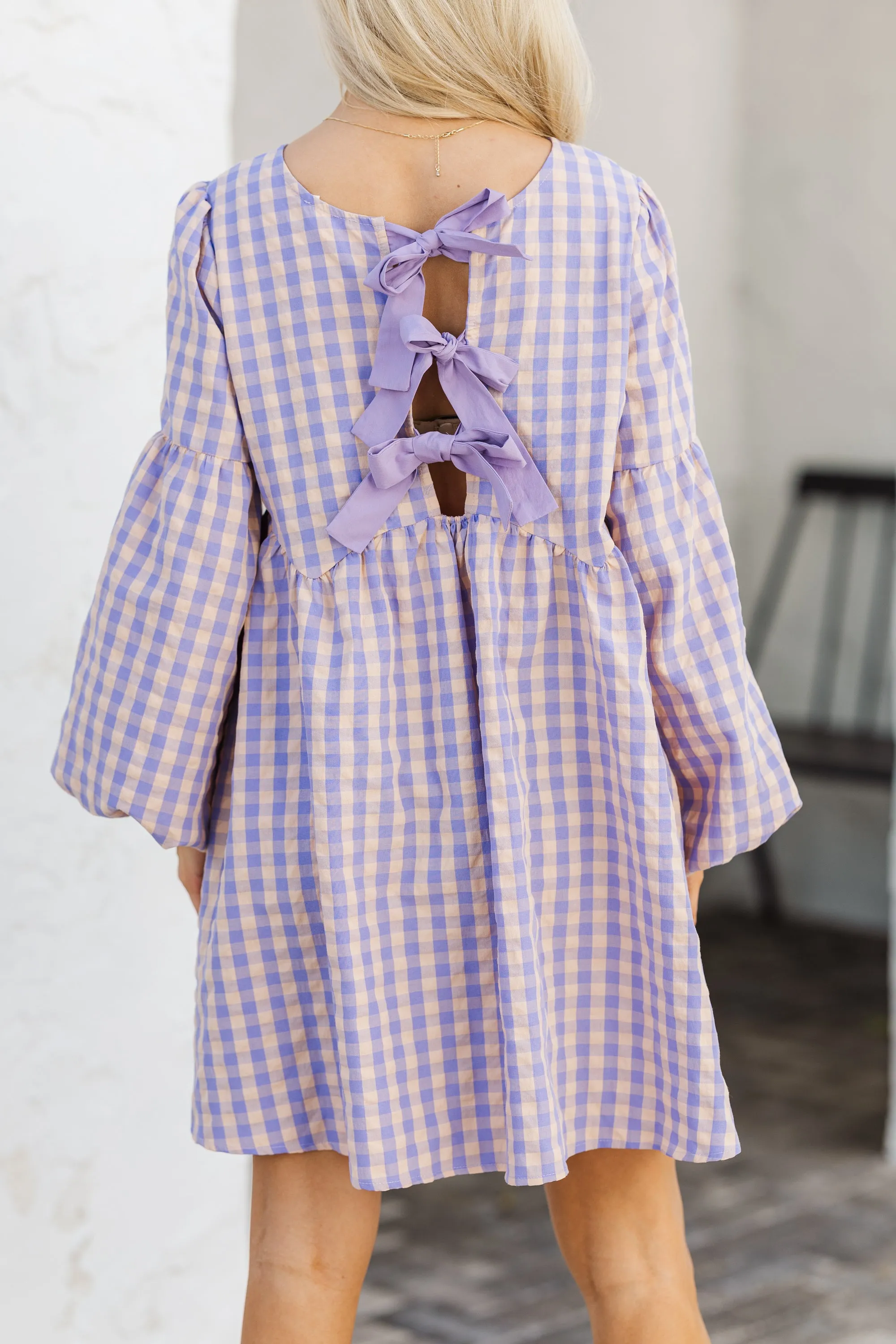 Southern Charm Lavender Purple Gingham Babydoll Dress