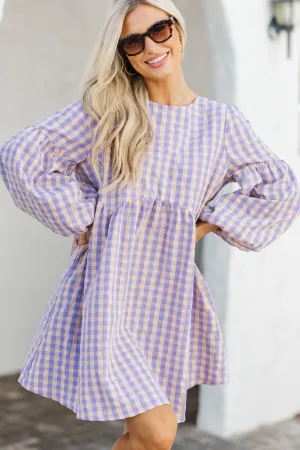Southern Charm Lavender Purple Gingham Babydoll Dress