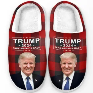 The Great Man Will Return America To Glory - US Election Fluffy Slippers - Christmas Gift For Conservative Supporters