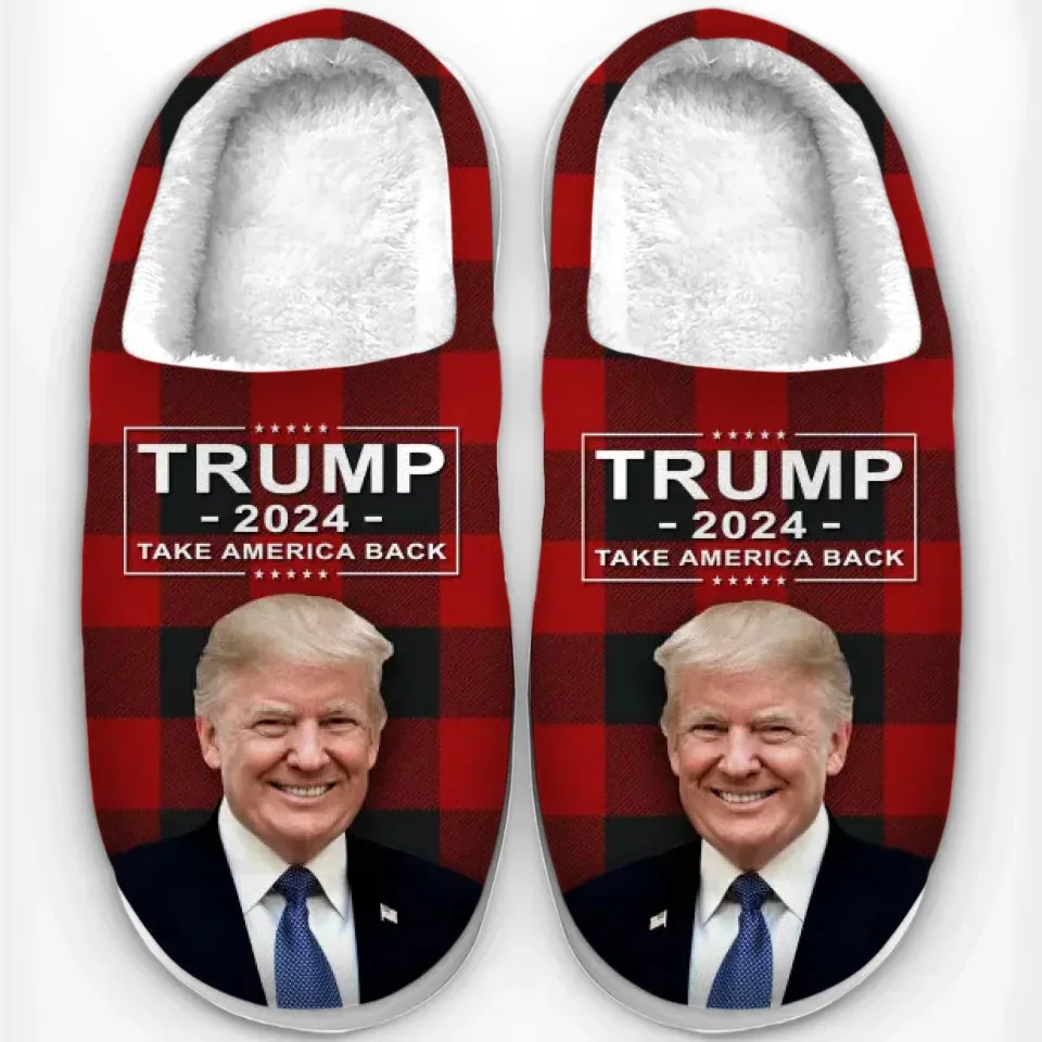 The Great Man Will Return America To Glory - US Election Fluffy Slippers - Christmas Gift For Conservative Supporters