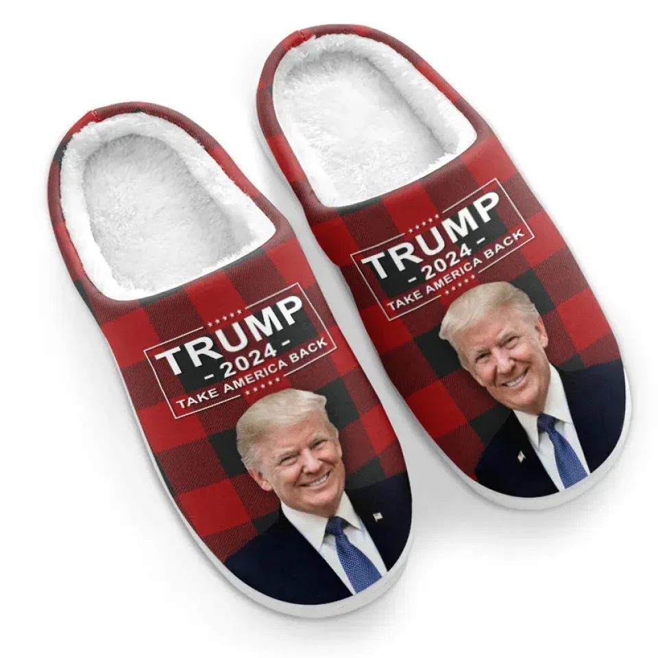 The Great Man Will Return America To Glory - US Election Fluffy Slippers - Christmas Gift For Conservative Supporters