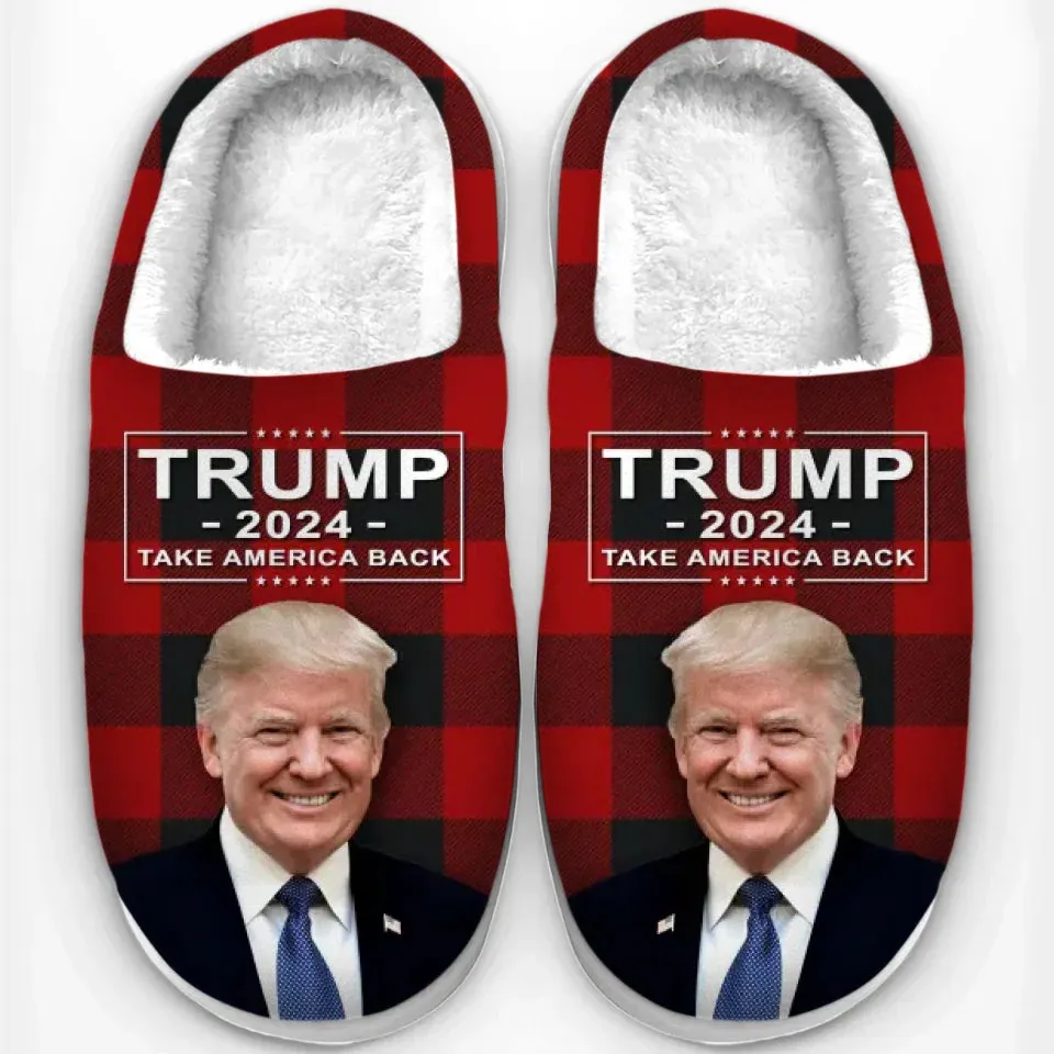 The Great Man Will Return America To Glory - US Election Fluffy Slippers - Christmas Gift For Conservative Supporters