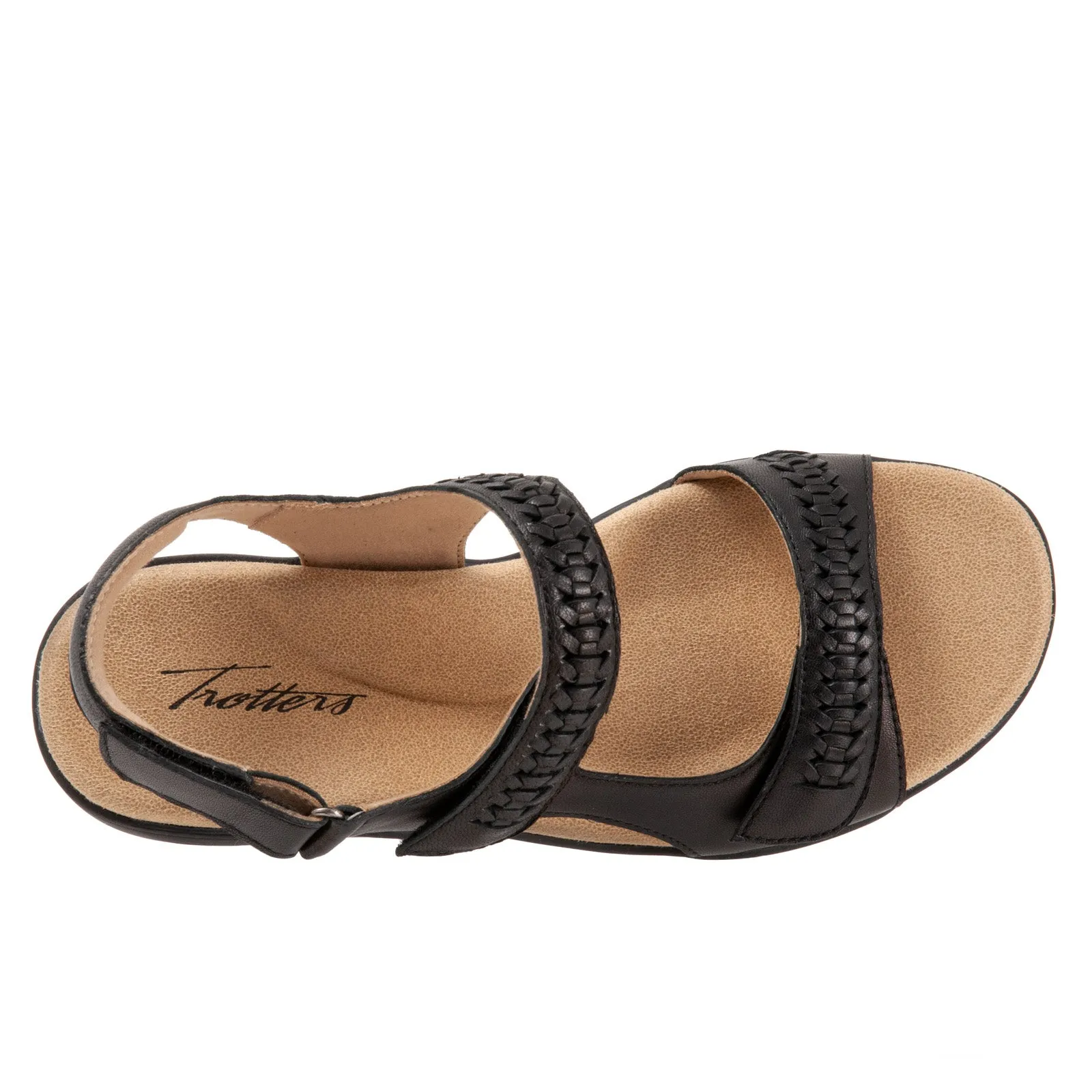 Trotters Romi Woven T2232-001 Womens Black Leather Slingback Sandals Shoes