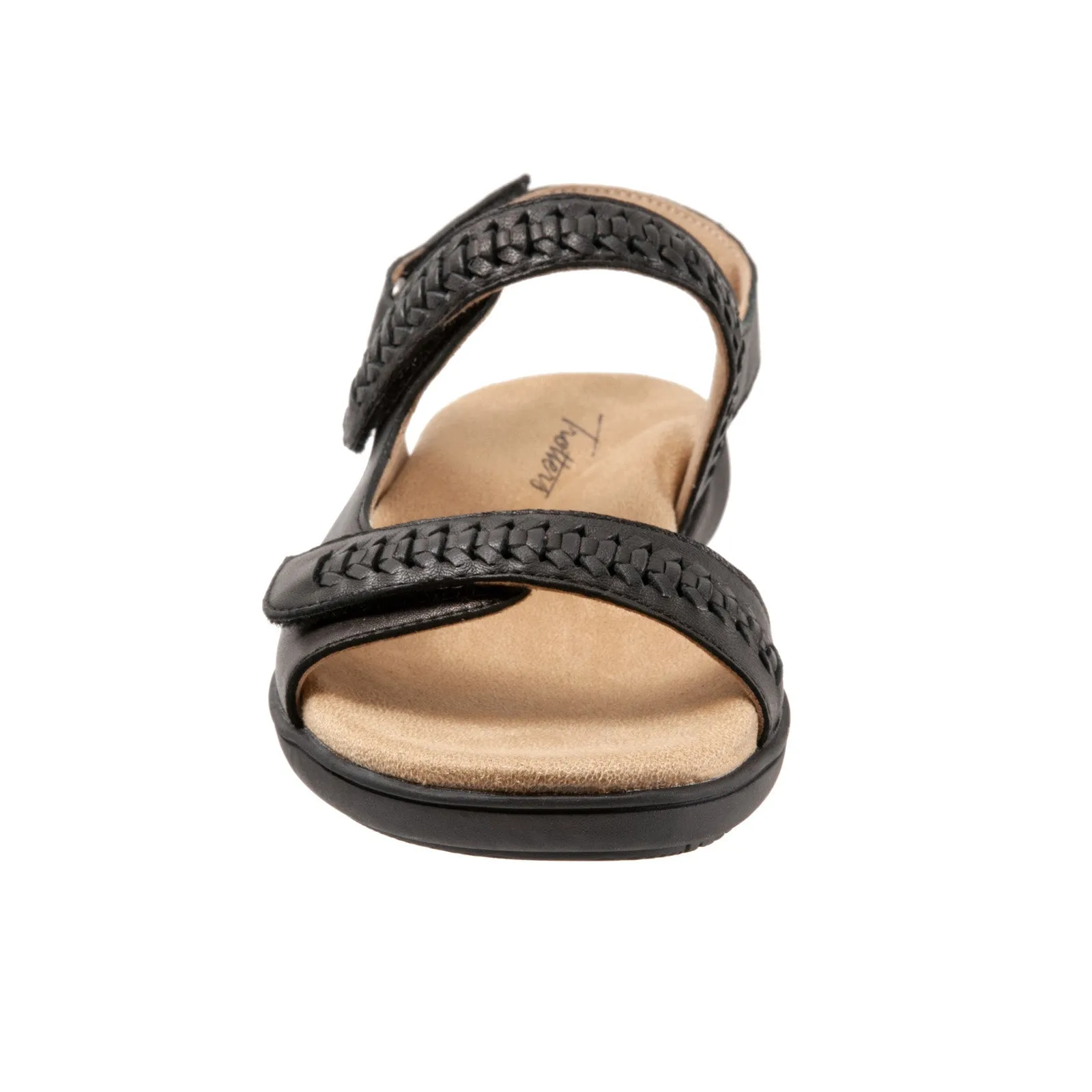 Trotters Romi Woven T2232-001 Womens Black Leather Slingback Sandals Shoes