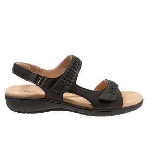 Trotters Romi Woven T2232-001 Womens Black Leather Slingback Sandals Shoes