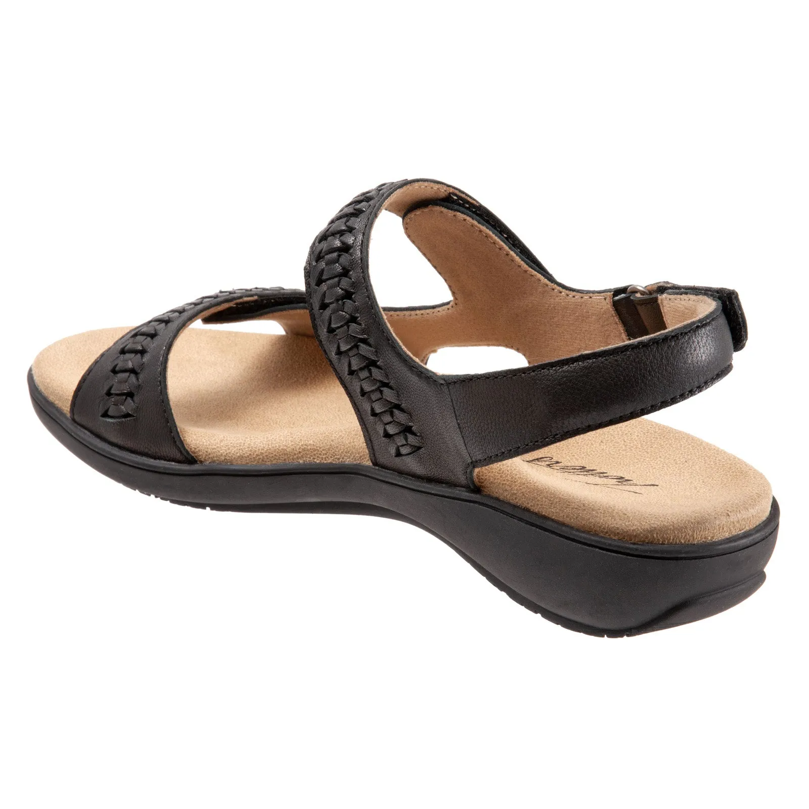 Trotters Romi Woven T2232-001 Womens Black Leather Slingback Sandals Shoes