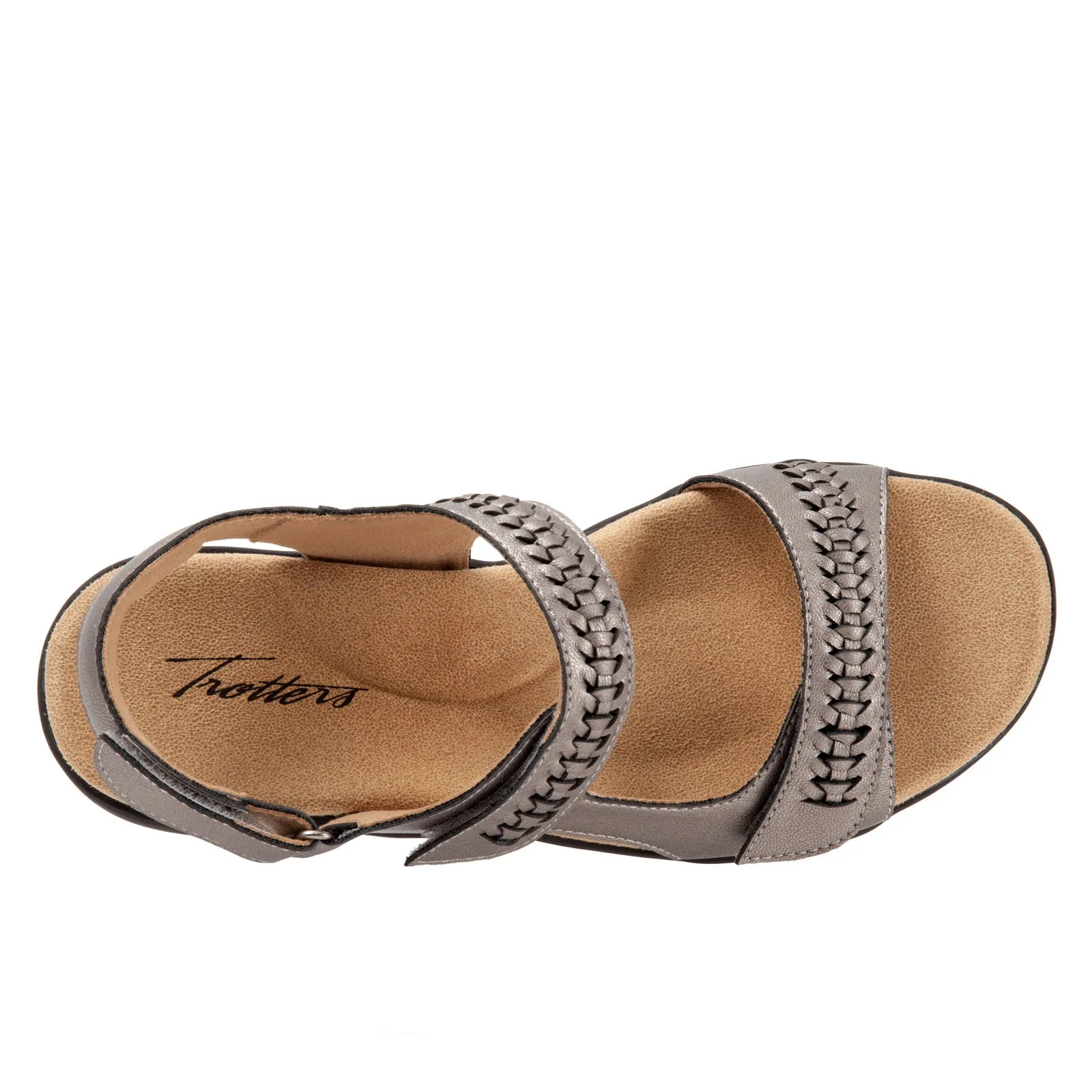 Trotters Romi Woven T2232-043 Womens Gray Leather Slingback Sandals Shoes