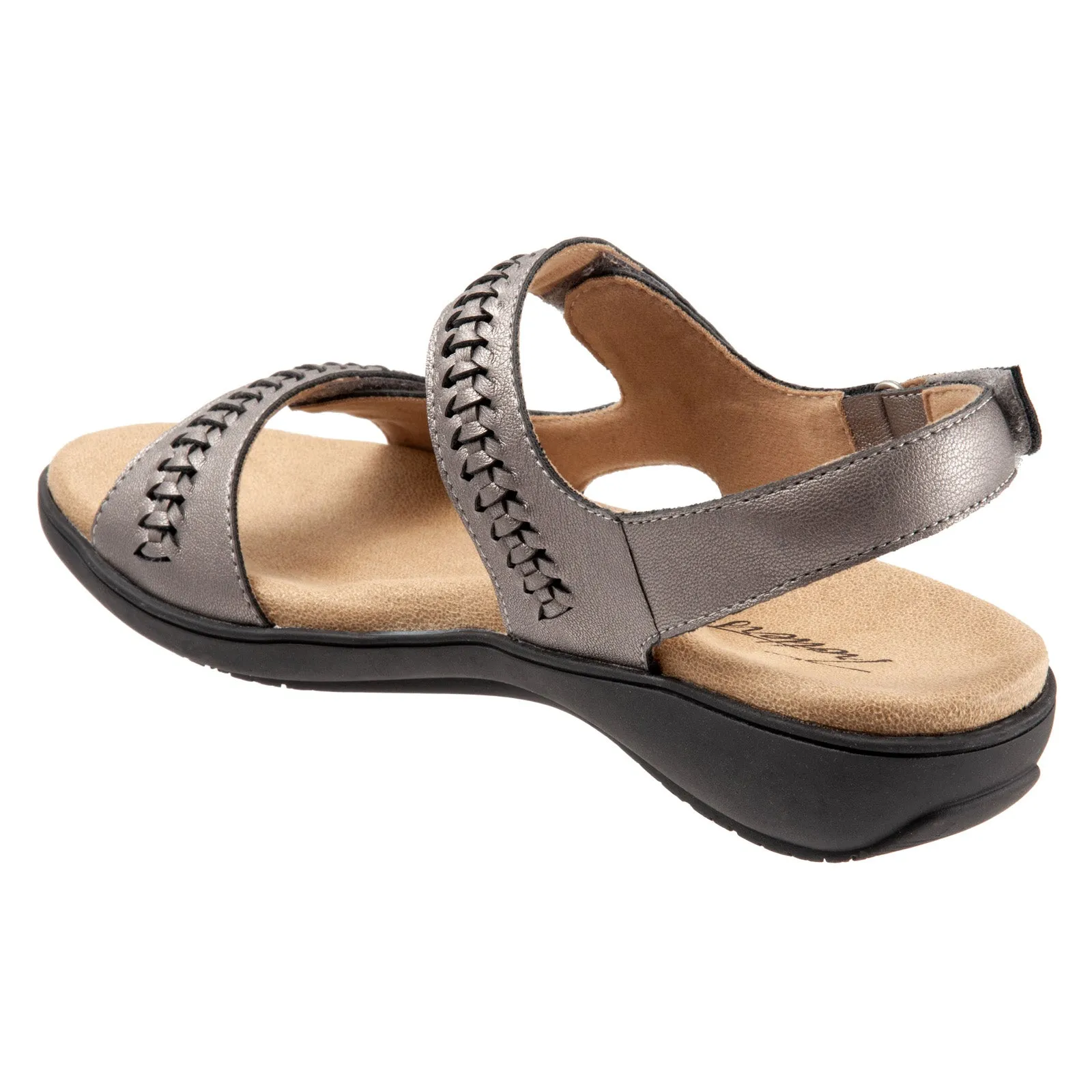 Trotters Romi Woven T2232-043 Womens Gray Leather Slingback Sandals Shoes