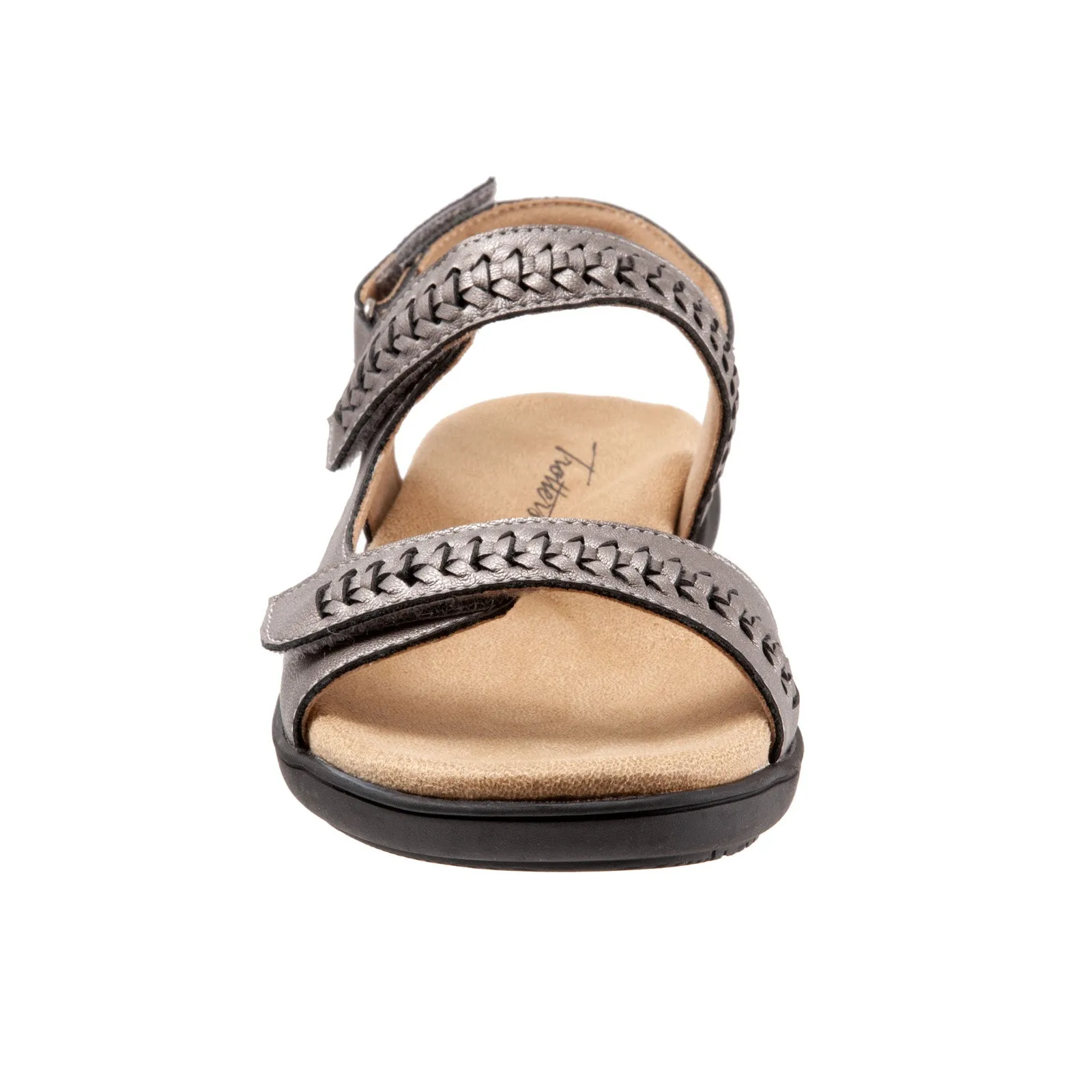 Trotters Romi Woven T2232-043 Womens Gray Leather Slingback Sandals Shoes