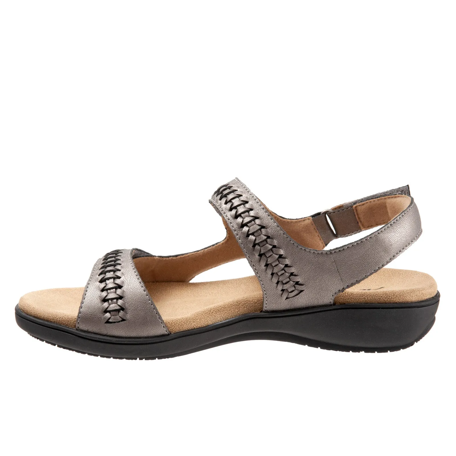 Trotters Romi Woven T2232-043 Womens Gray Leather Slingback Sandals Shoes